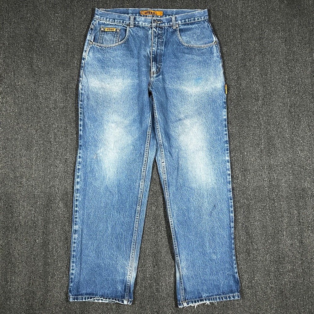 Vibes Baggy Jeans Mens 38x34 Blue Fair 2000s Vintage Relaxed Wide Leg Denim